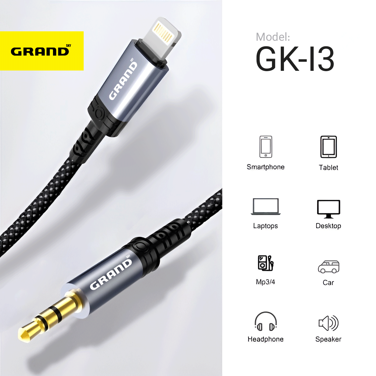 کابل AUX آیفونی گرند اسکای مدل GK-i3